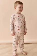 Desenli Mevsimlik Pijama Takım 1-7 Yaş Çiftlik Desen