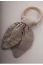 Anneau de dentition en mousseline de bois, couleur vison