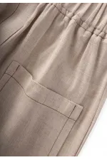 Kontrast Dikişli Keten Pantolon 2-7 Yaş Naturel