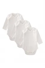 Üçlü Uzun Kol Zıbın 0-3 Yaş Beyaz