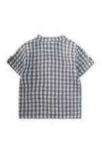 Chemise à motifs carrés Pöti, bleu indigo, 1-8 ans