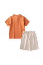 Ensemble Capri à col mandarin, 2-10 ans, orange