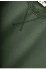 Basic Cardigan Detailed Sweatshirt Set for 3-8 Years Khaki Green