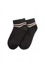 Ham Çizgili Çocuk Patik Çorabı 5-12 Yaş Füme