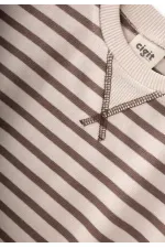 Çizgili Karyoka Detaylı Mevsimlik Sweatshirt  2-12 Yaş Vizon