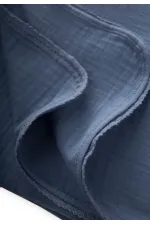 Couverture en mousseline simple épaisseur brodée de dentelle 100 x 100 cm +/- 3 cm Bleu indigo