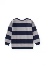 Sweatshirt 4-12 Yaş Gri Lacivert Çizgili Sweatshirt 4-12 Yaş Gri Lacivert Çizgili