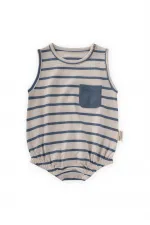 Body rayé avec poche 0-3 ans bleu indigo