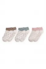 Chaussettes à pois triple épaisseur, 5-12 ans, vison, beige, rose poudré
