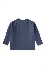 T-shirt à manches longues avec slogan, 2-10 ans, bleu indigo