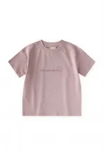 Slogan Baskılı T-Shirt 2-10 Yaş Leylak