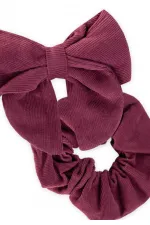 Pince à cheveux bordeaux avec ruban et élastique