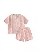 Patterned Oversize Shorts Set, Ages 1-7, Beige