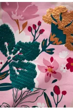 Sweat-shirt à sequins imprimé floral pour enfant de 1 à 6 ans, couleur poudre