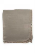 Couverture en mousseline simple épaisseur brodée de dentelle 100 x 100 cm +/- 3 cm Vison