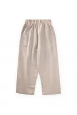 Pantalon en lin bicolore kaki vert pour enfant de 2 à 7 ans