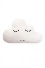 Foil Printed Cloud Ornament Baby Pillow 35X35 cm Ecru