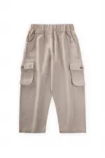 Çift Körük Cepli Keten Pantolon 2-7 Yaş Naturel