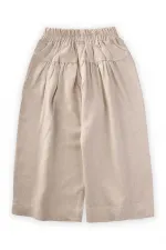 Korsajlı Büzgülü Keten Pantolon 2-7 Yaş Naturel Korsajlı Büzgülü Keten Pantolon 2-7 Yaş Naturel