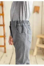 Pantalon en gabardine de lycra gris, 2-7 ans
