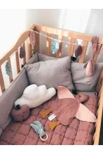 Müslin Bebek Yatak Koruma Yastık Seti (Yıkanmıştır) 32X180 cm +/- 2 cm Gri