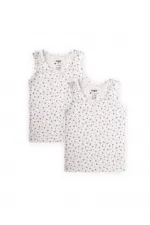 Débardeur deux pièces à larges bretelles, 2-11 ans, blanc cassé, bleu marine, motif floral