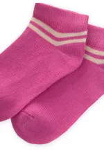 Ham Çizgili Çocuk Patik Çorabı 5-12 Yaş Fuşya