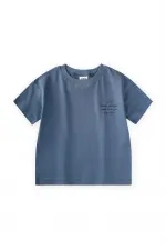Slogan Printed T-Shirt, Ages 2-10, Indigo Blue
