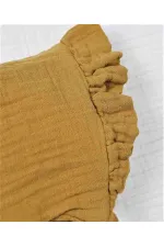 Tie-Up Ruffled Muslim Baby Hat 0-2 years Mustard Yellow