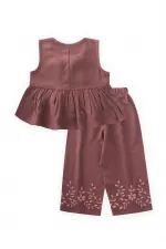 Linen Suit with Embroidered Legs, 2-7 Years Old, Plum Linen Suit with Embroidered Legs, 2-7 Years Old, Plum