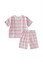 Striped Shorts Set, Ages 1-7, Pink and Blue Striped Striped Shorts Set, Ages 1-7, Pink and Blue Striped