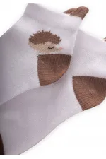 Hedgehog Pattern Kids Booties Socks 5-12 Years White