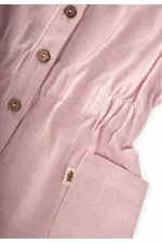 Yanları Cepli Kısa Boy Keten Tulum 2-7 Yaş Pembe Yanları Cepli Kısa Boy Keten Tulum 2-7 Yaş Pembe