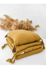 Müslin Bebek Yatak Koruma Yastık Seti (Yıkanmıştır) 32X180 cm +/- 2 cm Hardal Sarı