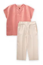 Ensemble pantalon large coupe oversize, 3-10 ans, rose pâle