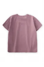 T-shirt côtelé basique 1-5 ans Lilas