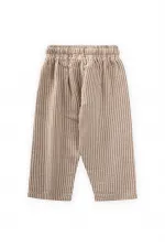 Müslin Pantolon 1-10 Yaş Bej İnce Çizgili