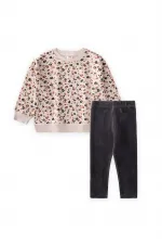 Velvet Leggings and Sweatshirt Set, Ages 2-10 (Stone)