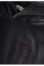 Ensemble sweat-shirt à capuche en velours, 2-8 ans, noir