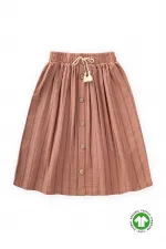 Jupe en mousseline biologique marron à double rayures, 2-8 ans