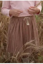 Jupe en mousseline biologique marron à double rayures, 2-8 ans