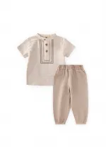 Organic Embroidered Muslin Set, Ages 1-10, Natural