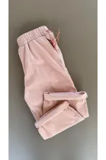 Kadife Pantolon 4-12 Yaş Pudra Pembe