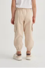 Gabardin Kargo Pantolon 2-7 Yaş Bej