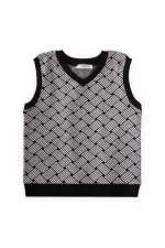 Desenli Süveter 2-7 Yaş Siyah