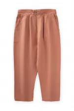 Pileli Boyfriend Pantolon 2-8 Yaş Somon