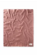 Couverture tricotée Selanik 80 x 100 cm (+/- 5 cm) Rose poudré