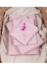 Parure de lit en mousseline avec pochette, housse de couette 100 x 135 cm +/- 3 cm, drap-housse 120 x 150 cm, taie d'oreiller 35 x 45 cm, rose poudré