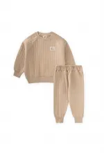 Kapitone Sweatshirt Takım 1-7 Yaş Bej