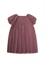 Robe en lin côtelé prune 2-7 ans